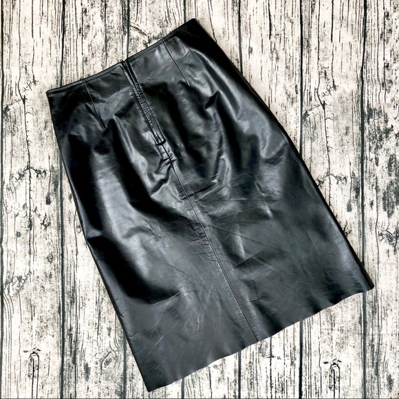 JEWELS JULIE KNAPP⚡️Genuine Leather Midi Skirt_4 - Picture 4 of 8